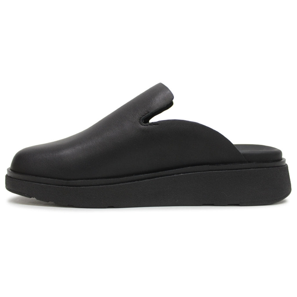 Fitflop Black Gen-FF Leather Mules, Sz 5, Sleek Slip-On Design